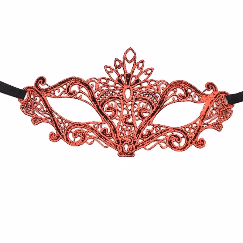 Satin Ribbon Tied Adult Polyester Hot Stamping Colored Cosplay Masks For Cosplay Parties