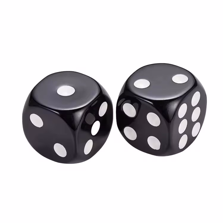 12mm Low Cost Black With White Dots Acrylic Dices Board Game Dices Accessories With Good Quality