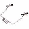 Iron chain nipple clamp torture device letter nipple clamp female toy stage performance prop silver clamp adult sex toys