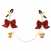 SM sex toys, bow-shaped nipple clamps, chest chain with bell nipple clamps