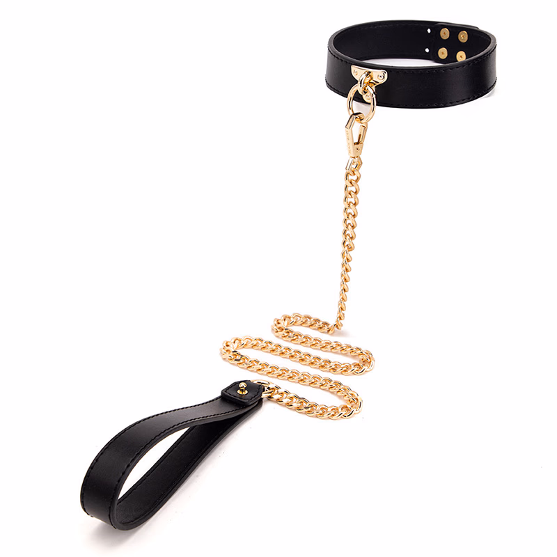 SM Bondage Collars with Chain Black