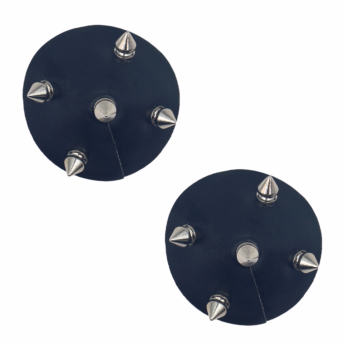 Round black leather-bottomed rivet nipple covers