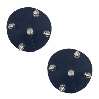 Round black leather-bottomed rivet nipple covers