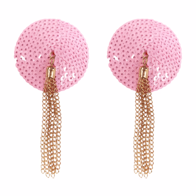 Reusable Sequins Sticky Adhesive Nipple Cover - Color Pink