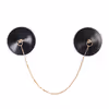 Reusable leather nipple covers with chain for women - color Black