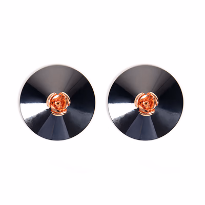 Reusable zinc alloy nipple covers with small flower - color Black