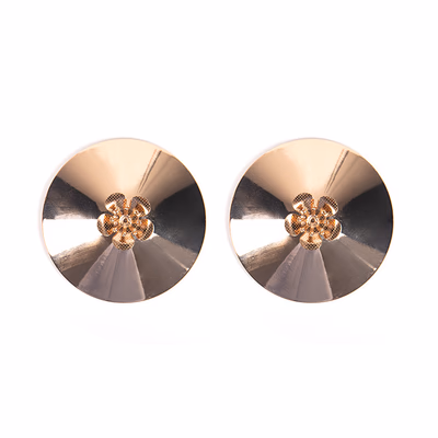 Reusable zinc alloy nipple covers with red rose - color Gold