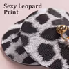 Round leopard-print diamond nipple covers with acrylic pendant