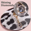 Round leopard-print diamond nipple covers with acrylic pendant