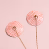 Round small square PU nipple covers with acrylic alloy chain - color Pink