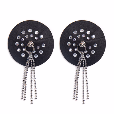 Round PU leather nipple covers with acrylic metal chains