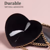 Heart-shaped PU leather nipple covers with metal chains - color Black