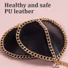 Heart-shaped PU leather nipple covers with metal chains - color Black