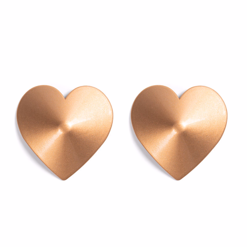 Reusable Heart-shaped Zine-alloy nipple covers - color Gold