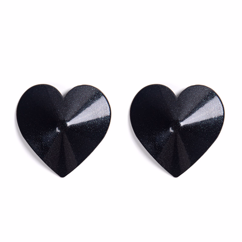 Reusable Heart-shaped Zine-alloy nipple covers - color Black