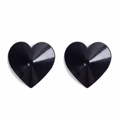 Reusable Heart-shaped Zine-alloy nipple covers - color Black