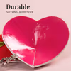Reusable Heart-shaped PU leather nipple covers with chains and rose - color Red