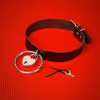 Punk Style Big Circle Leather Collar with Heart-shaped Lock