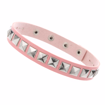 Adjustable Square Rivet Collar - Color Pink