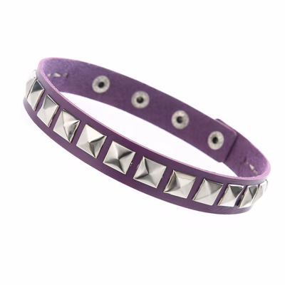 Adjustable Square Rivet Collar - Color Purple