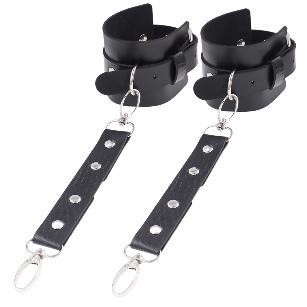 Punk Style PU Leather Wrist Cuffs, Black