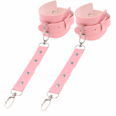 Punk Style PU Leather Wrist Cuffs, Pink