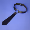 ​Tie-Style Leather BDSM Collar - For Fetish & Fashion​, Black