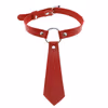 ​Tie-Style Leather BDSM Collar - For Fetish & Fashion​, Red