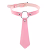 ​Tie-Style Leather BDSM Collar - For Fetish & Fashion​, Pink
