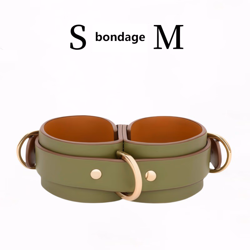 Connected Leather Cuffs for Bondage & Restraint - Wrist & Ankle Set