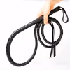 Professional BDSM Long Tail Whip in Leather, Black