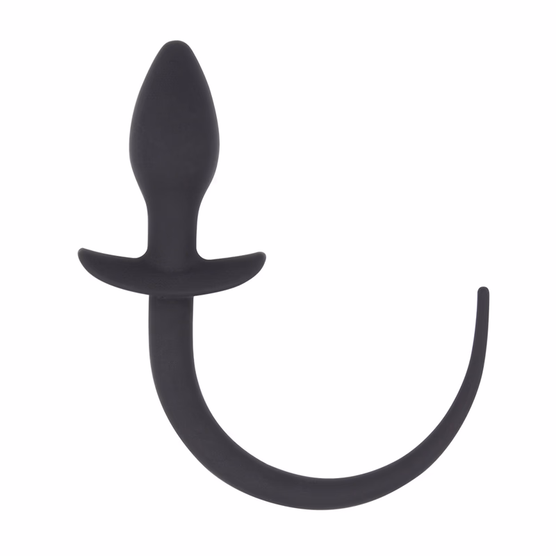 Silicone anal plug, dog tail anal dilator, Black
