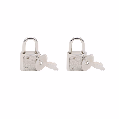 Opening type silver small lock key - 2 locks 4 keys