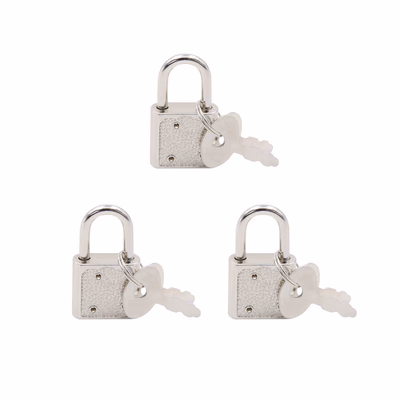 Opening type silver small lock key - 3 locks 6 keys