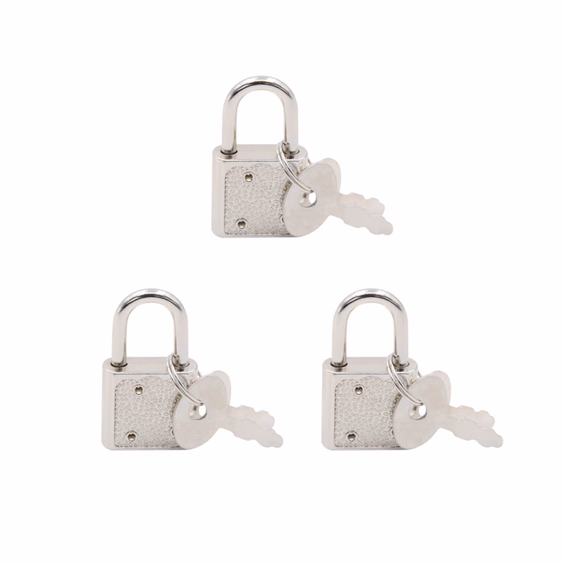 Opening type silver small lock key - 3 locks 6 keys