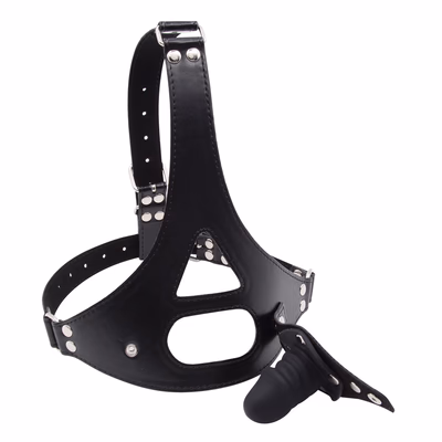 Detachable penis gag mask cap, black - 5.5cm penis