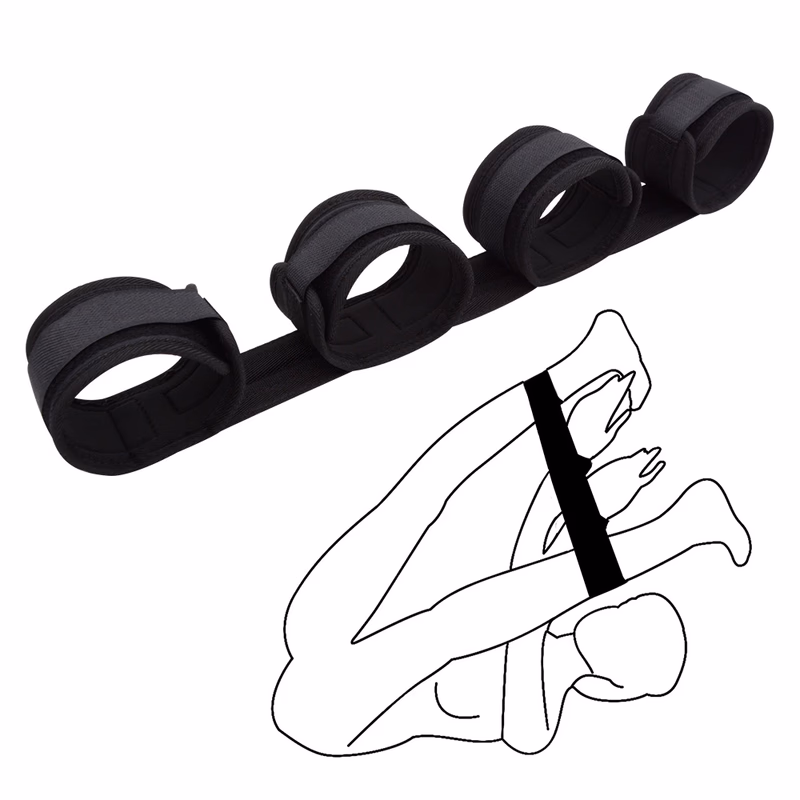 Leg spreader, hand and foot restraint frame