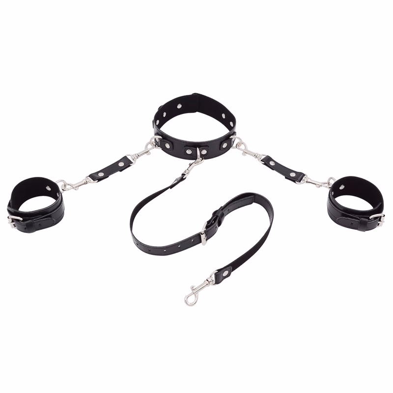 Hand and neck restraints, black with collar