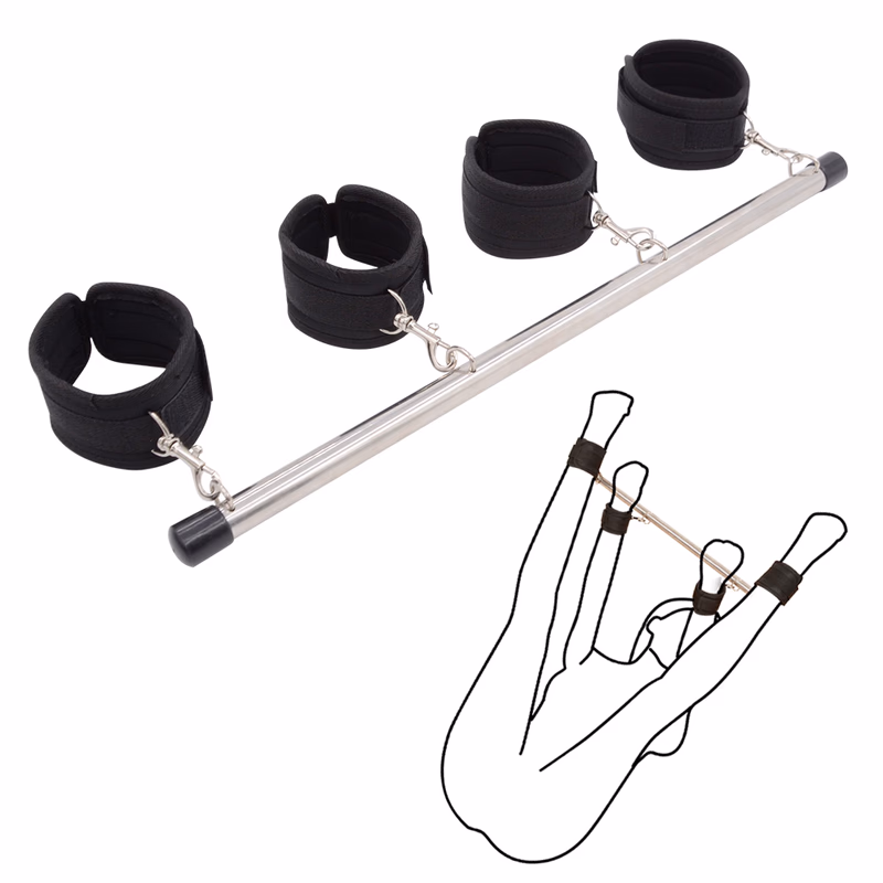 Handcuffs and leg-split devices, hand and foot restraint frames