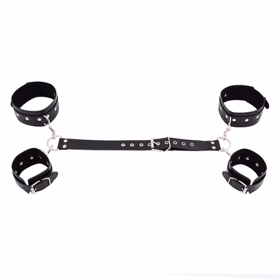 One-arm binding prop with handcuffs, black