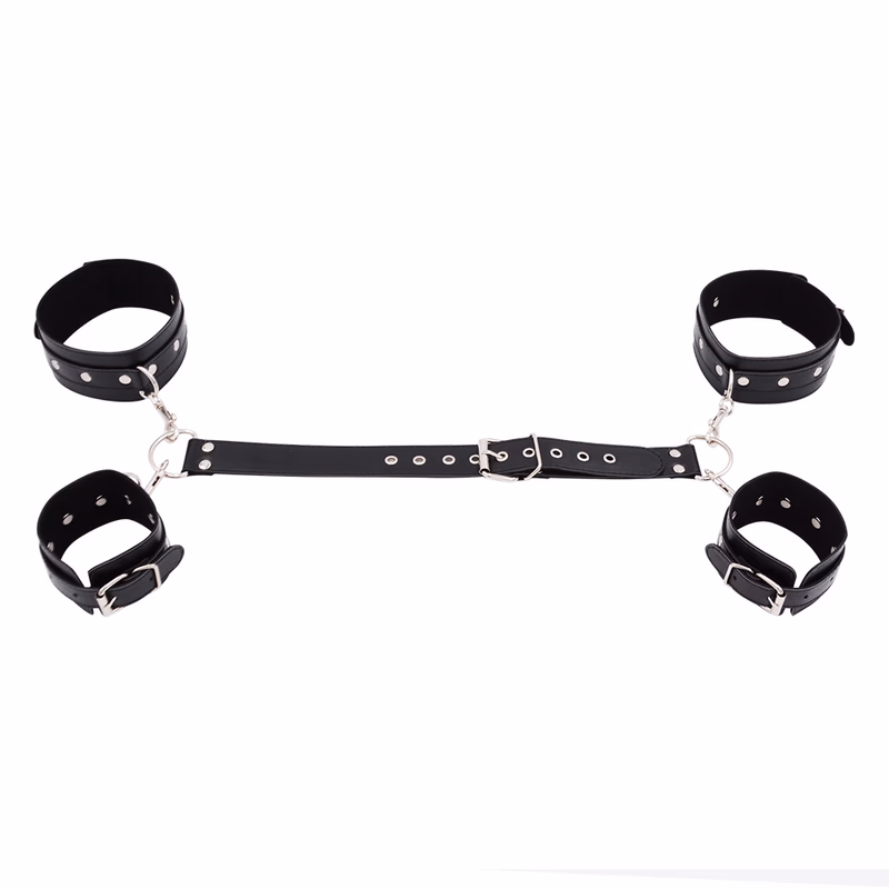 One-arm binding prop with handcuffs, black