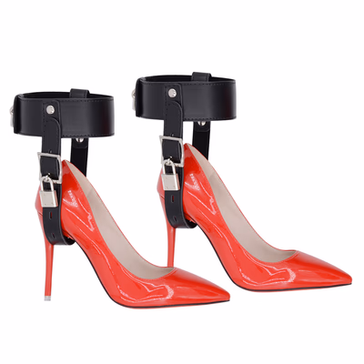 Black shackles on high heels