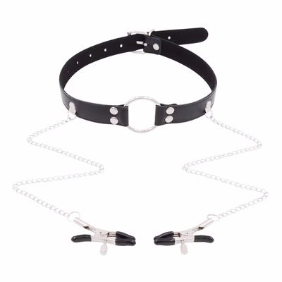 Oral sex nipple clamp set, black
