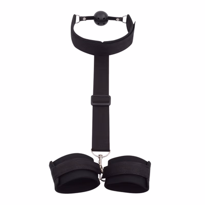 Gag/mouth gag, handcuffs (unbound), black