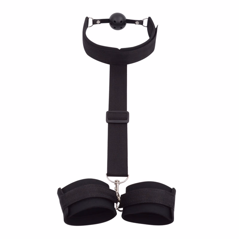 Gag/mouth gag, handcuffs (unbound), black