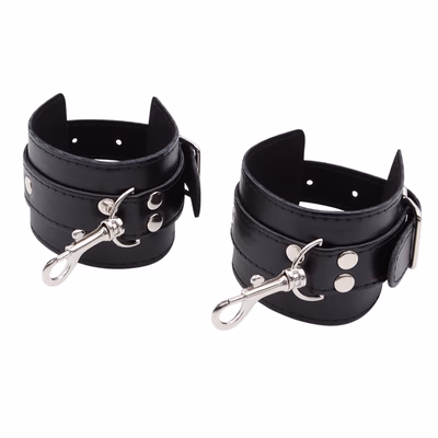 Leather handcuffs, black