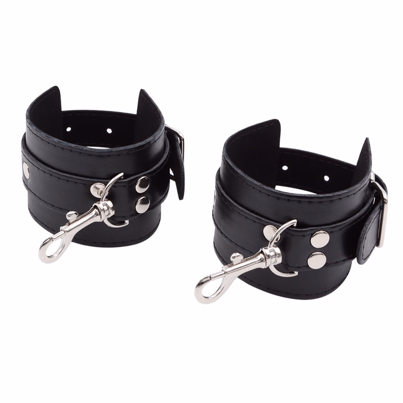 Leather handcuffs, black