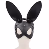 A black rabbit head mask that exposes the eyes.