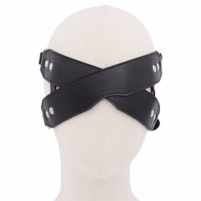 Sexy leather eye mask, black