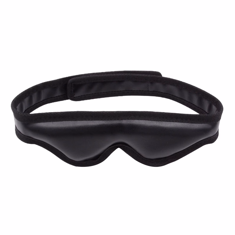 Leather and sponge eye mask, black